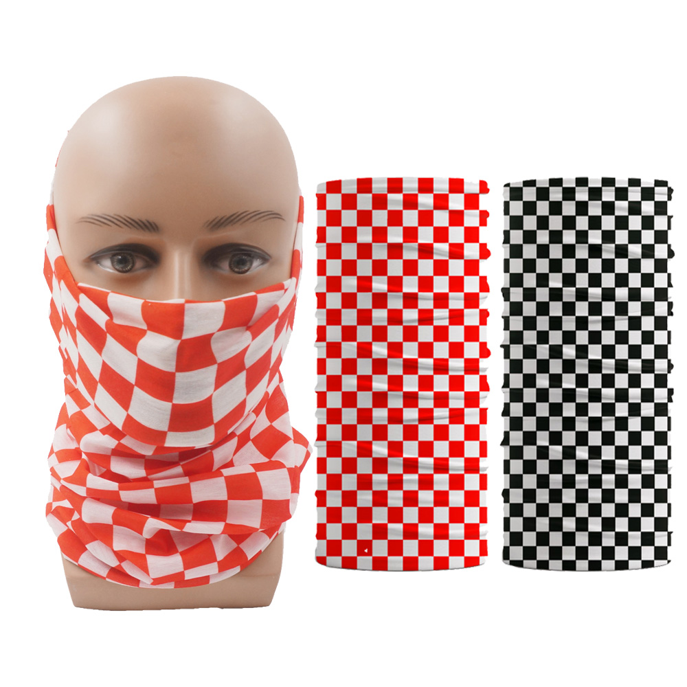 Cycling Gear For Women - Checkerboard Pattern Bandanas Geometric Red White