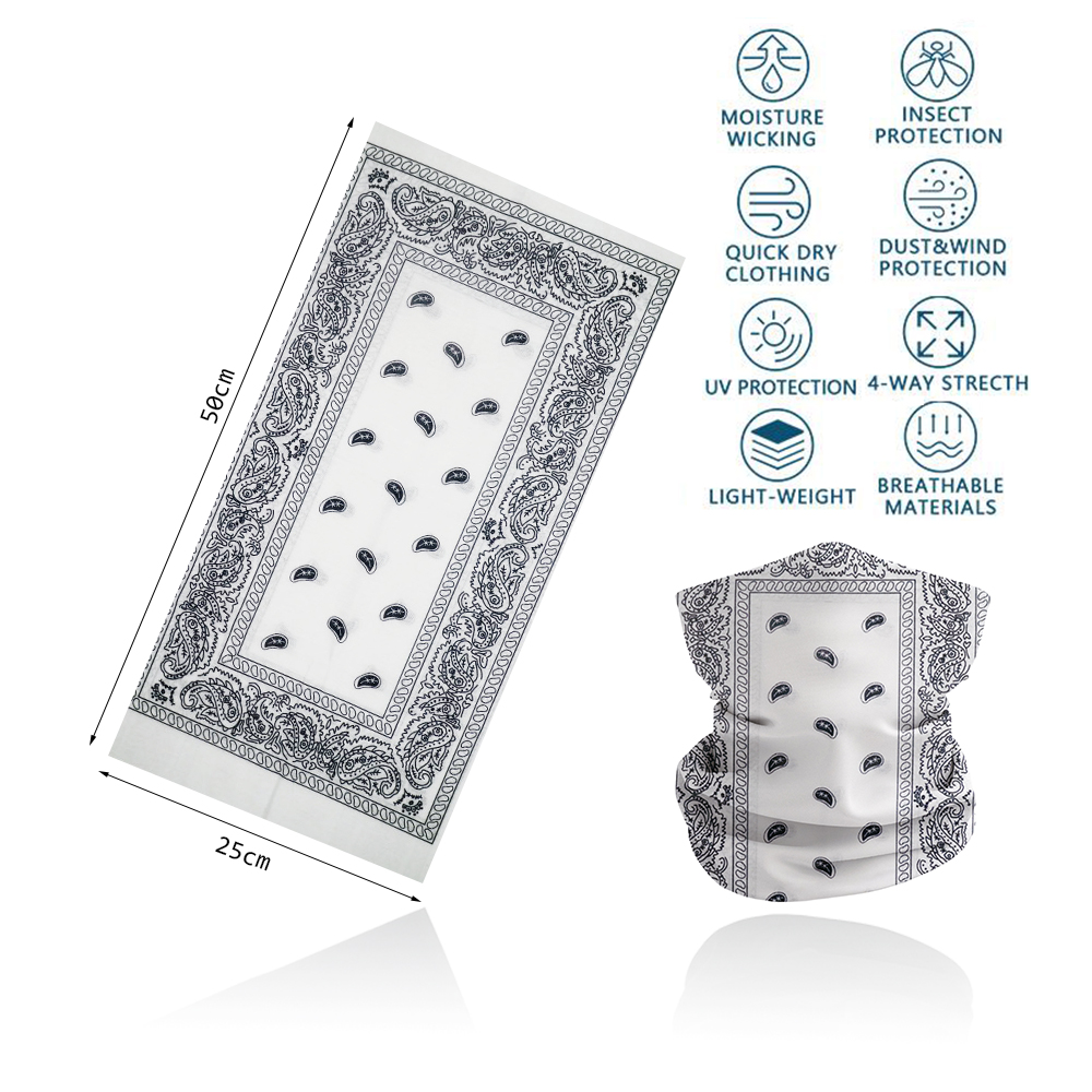 White Paisley Neck Gater Tube  - مراجعة Cycling Gear For Women وسعره