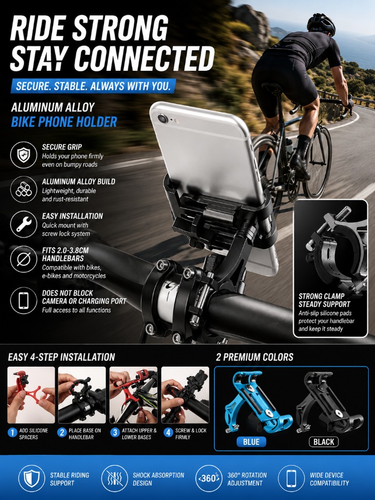 1pc Aluminum Alloy Phone Holde - مراجعة Cycling Gear Mount وسعره