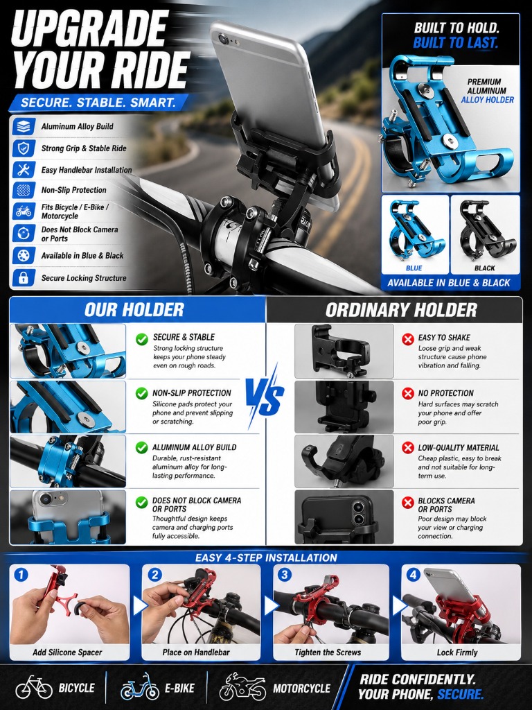 1pc Aluminum Alloy Phone Holde - مراجعة Cycling Gear Mount وسعره