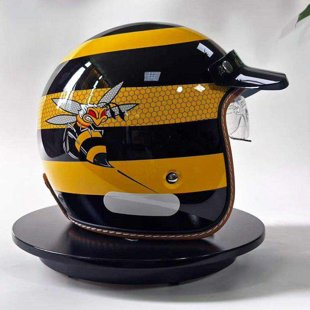 New Retro Motorcycle Helmet Ye - مراجعة Yellow Cycling Gear وسعره