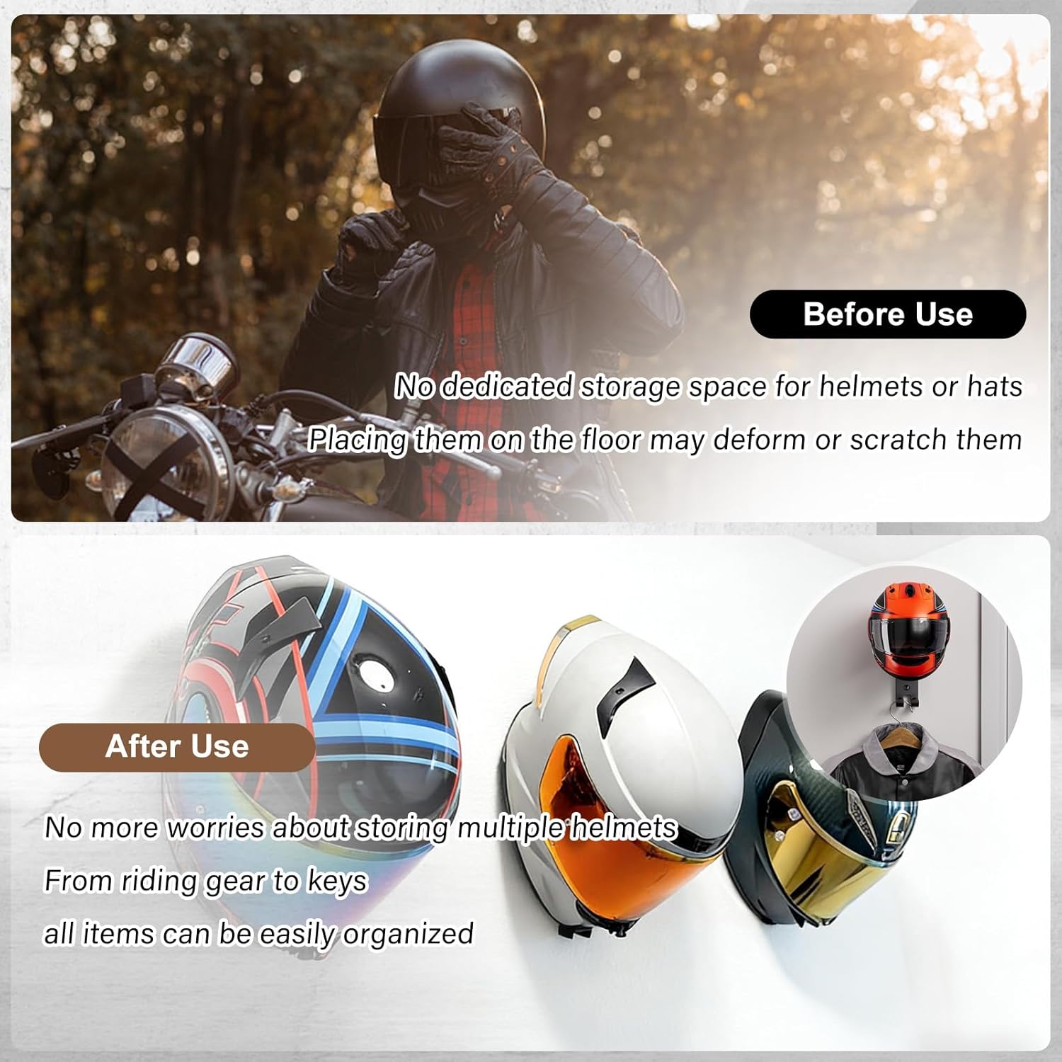 Motorcycle Helmet Holder Wall  - مراجعة Cycling Gear Holder وسعره